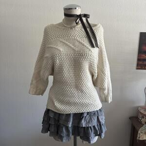Cream knit bat wing sweater